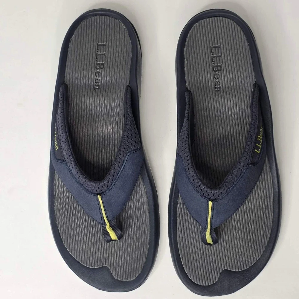 LL Bean Vertigrip Sandals Men's Size 12 Flip Flops Navy Blue Sport Slip On Thong